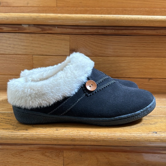 NEW CLARKS Classic Women’s Slippers Charcoal Gray Size 8M - Picture 4 of 7